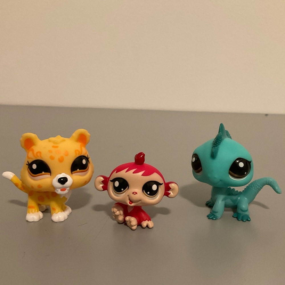 Lps Jungle set # 50-51-52 Cheetah, Red Monkey and Blue Iguana Littlest Pet Shop